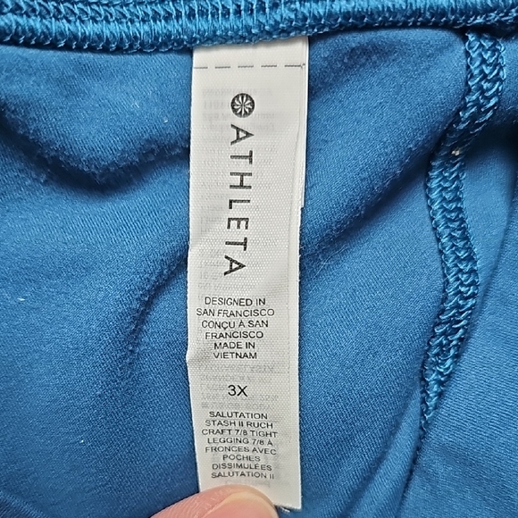 Athleta Teal Salutation Stash Ruch 7/8 Leggings - Picture 5 of 5